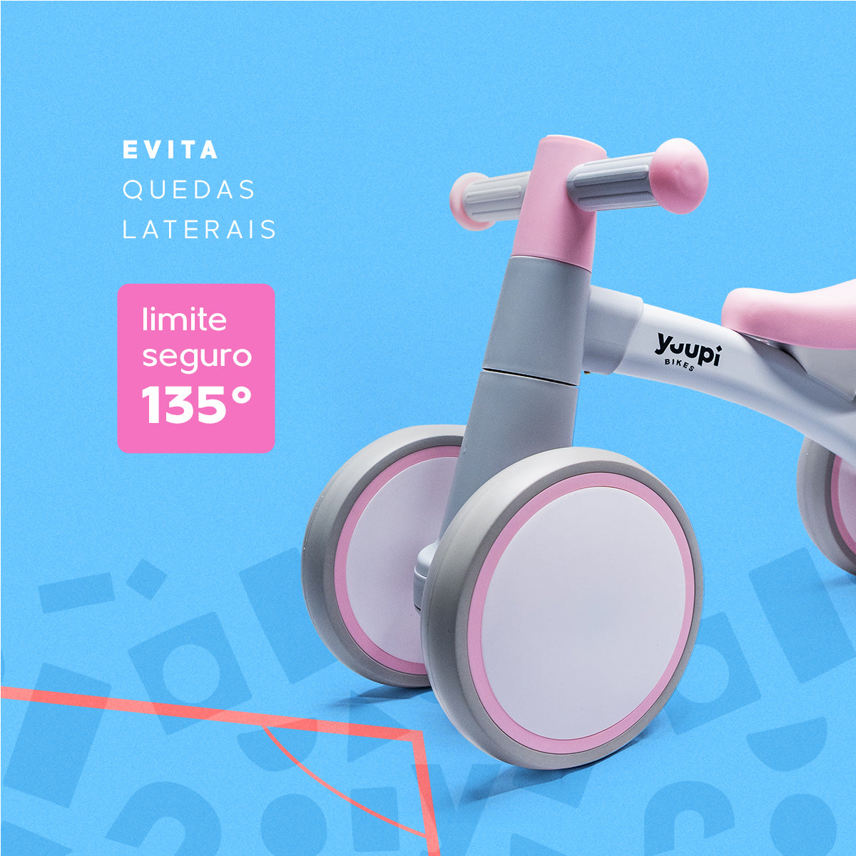 Bicicleta De Equilíbrio Infantil Sem Pedal Rosa 4 Rodas Yuupi