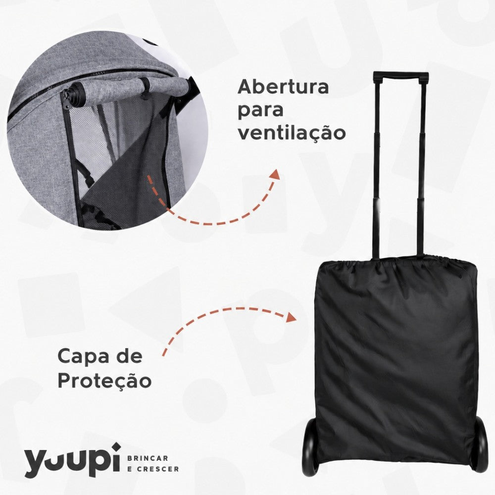 Carrinho De Bebê Portátil Para Viagem Aero Cinza Yuupi
