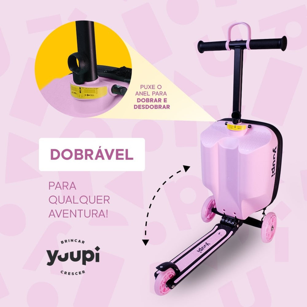 Patinete e Mochila Infantil 2 em 1 Rosa Yuupi