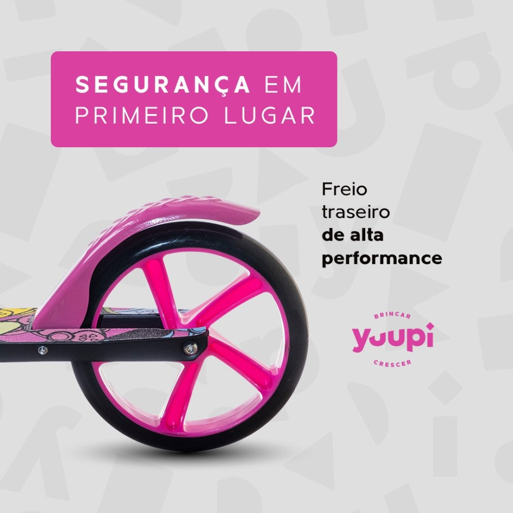 Patinete Juvenil Dobrável Com Descanso Rosa Yuupi