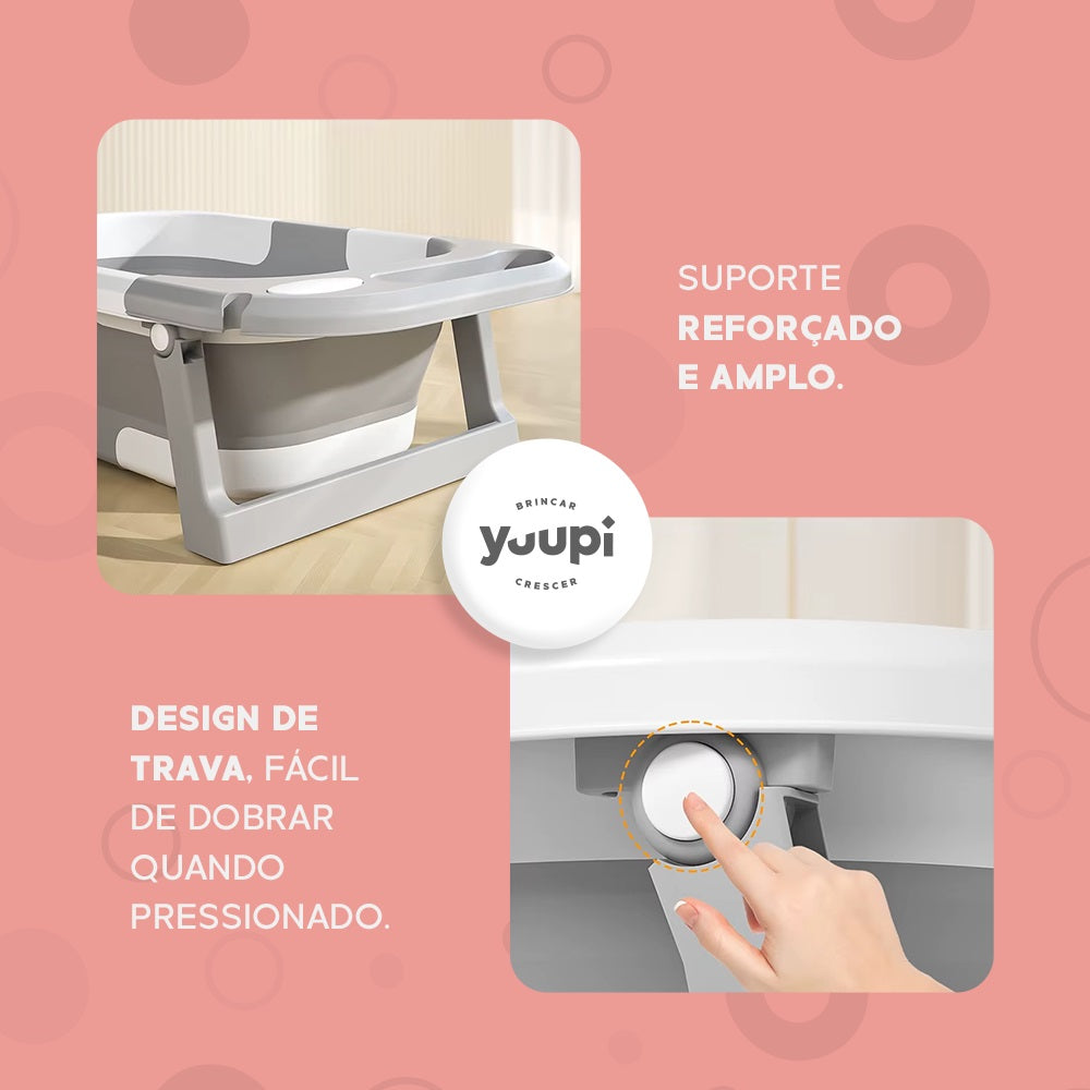 Banheira Dobrável Compacta Com Termômetro Cinza Yuupi