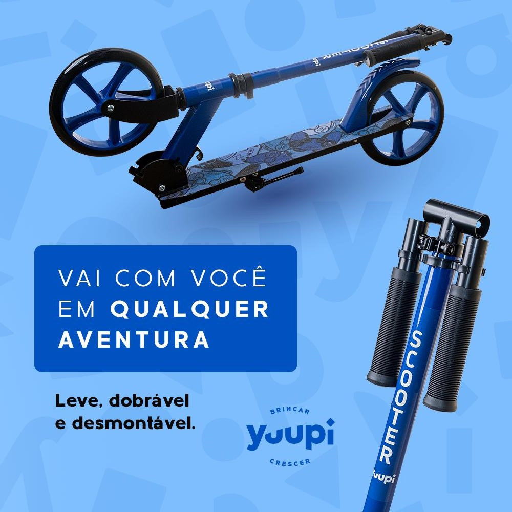 Patinete Juvenil Dobrável Com Descanso Azul Yuupi