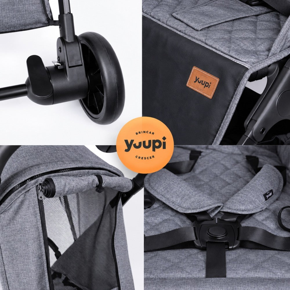 Carrinho De Bebê Portátil Para Viagem Aero Cinza Yuupi