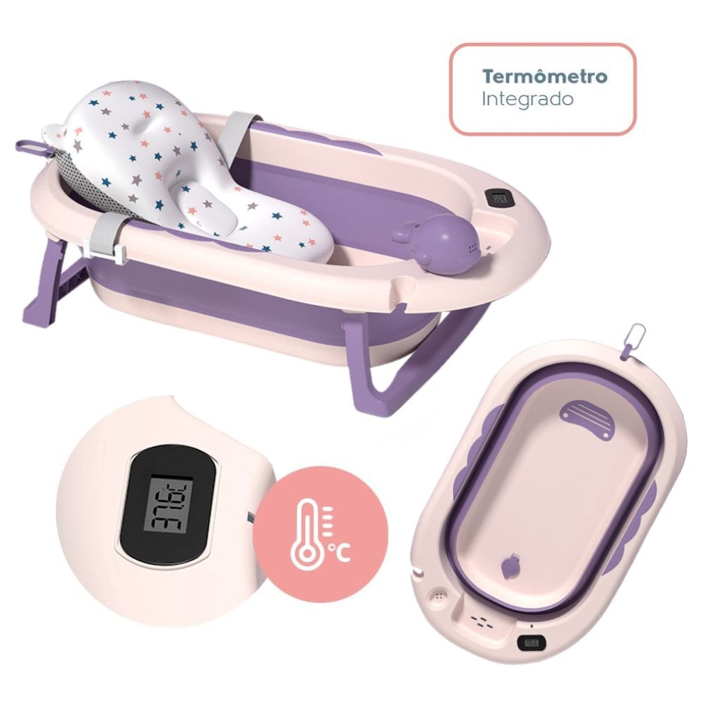 Banheira Dobrável Com Suporte e Acessórios YPB190 Lilás Yuupi