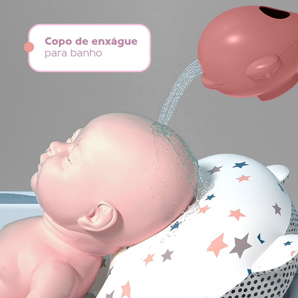 Banheira Dobrável Compacta Com Termômetro Rosa Yuupi