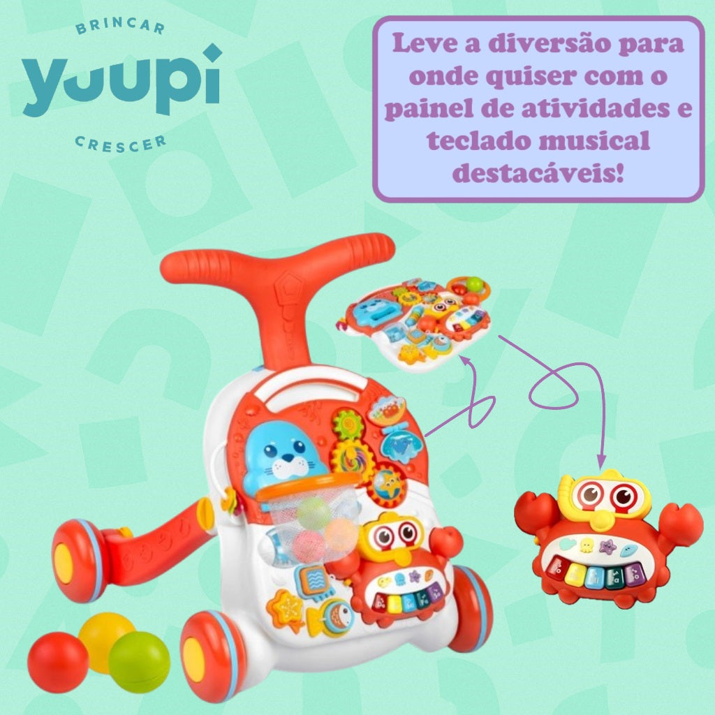 Andador e Mesa de Atividades 2 em 1 Vermelho Yuupi