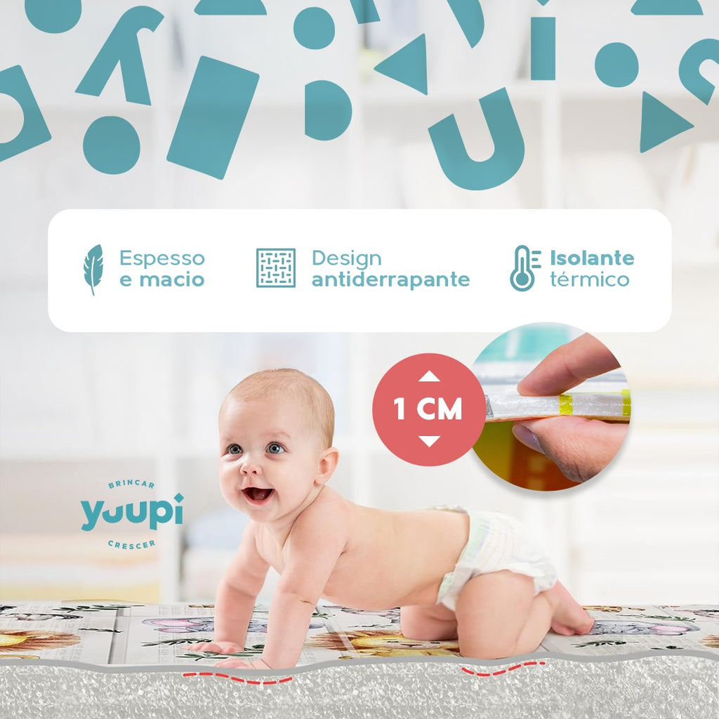 Tapete Infantil Macio Portátil Dupla Face 1cm Yuupi
