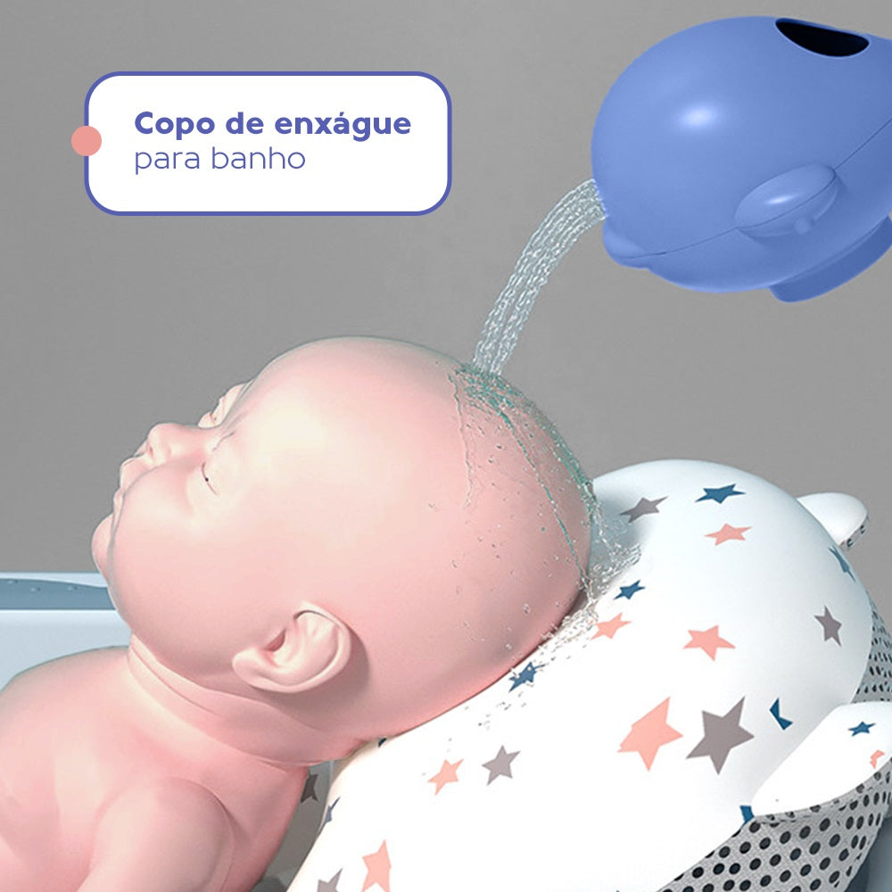 Banheira Dobrável Compacta Com Termômetro Azul Yuupi