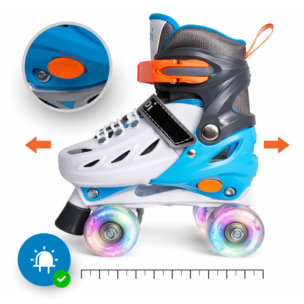 Patins Clássicos Quad Ajustável Azul M 34-37 Yuupi