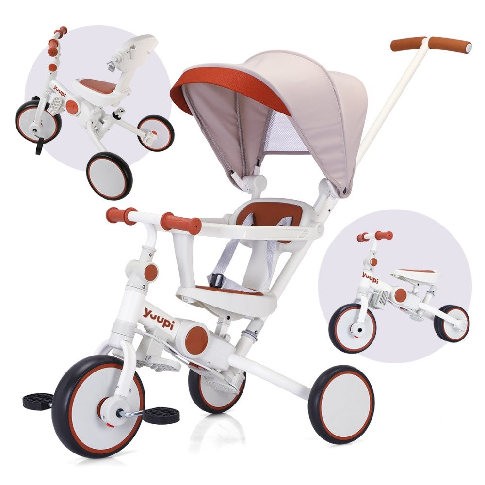 Carrinho, Triciclo, Andador e Bicicleta de Equilíbrio 4 em 1 Branco Yuupi