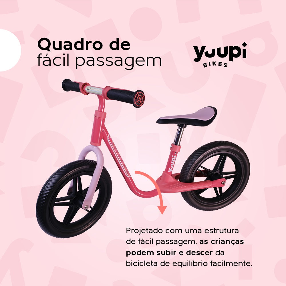 Bicicleta De Equilíbrio Infantil Sem Pedal Aero Rosa Yuupi