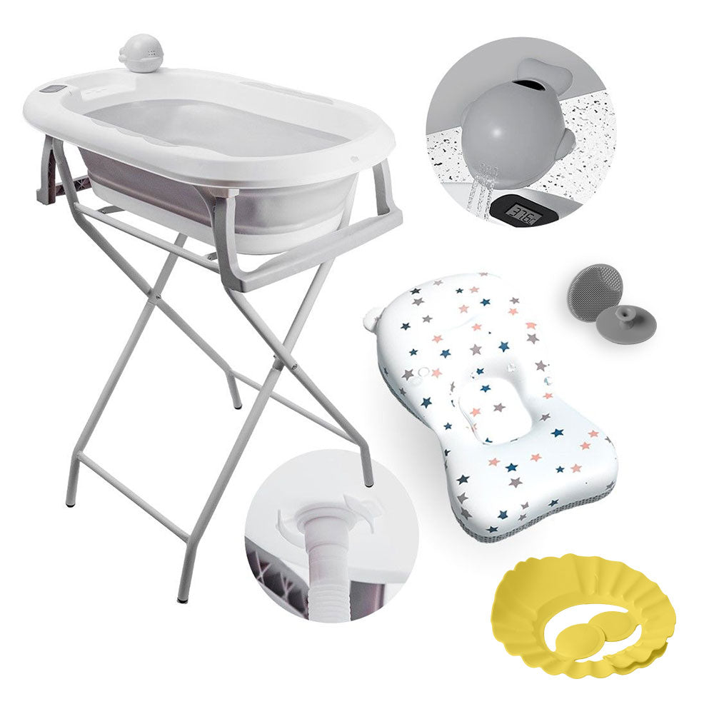 Banheira Dobrável Com Suporte e Acessórios YPB188 Cinza Yuupi