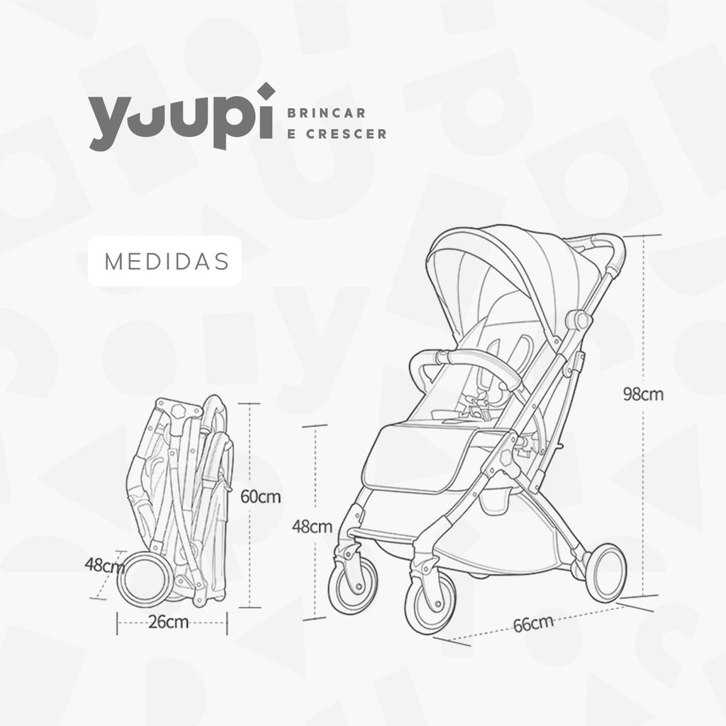 Carrinho De Bebê Portátil Para Viagem Aero Cinza Yuupi