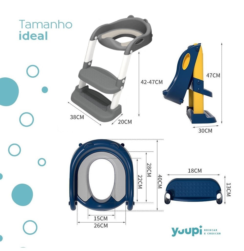 Assento Redutor Dobrável Infantil Com Escada Branco Yuupi