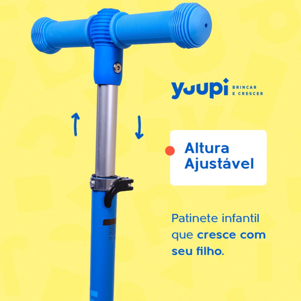 Patinete Infantil Azul Pro com LED e Guidão Ajustável Yuupi