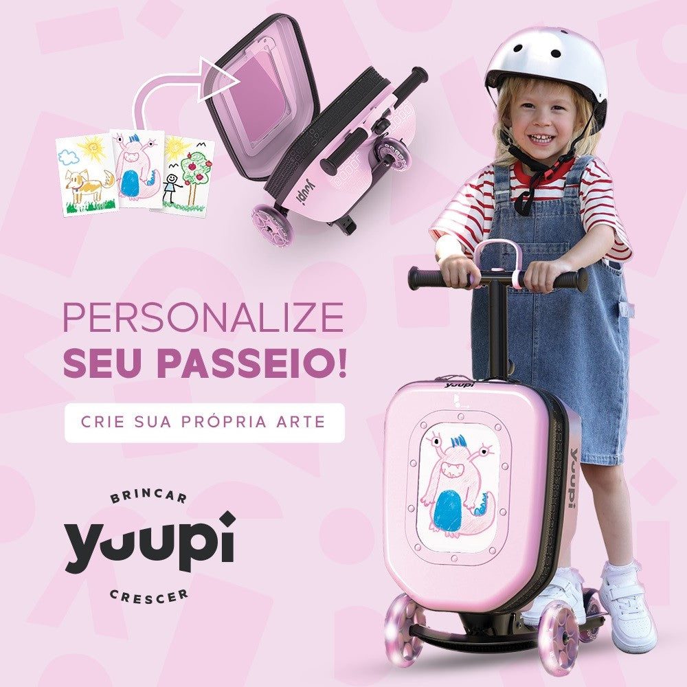 Patinete e Mochila Infantil 2 em 1 Rosa Yuupi
