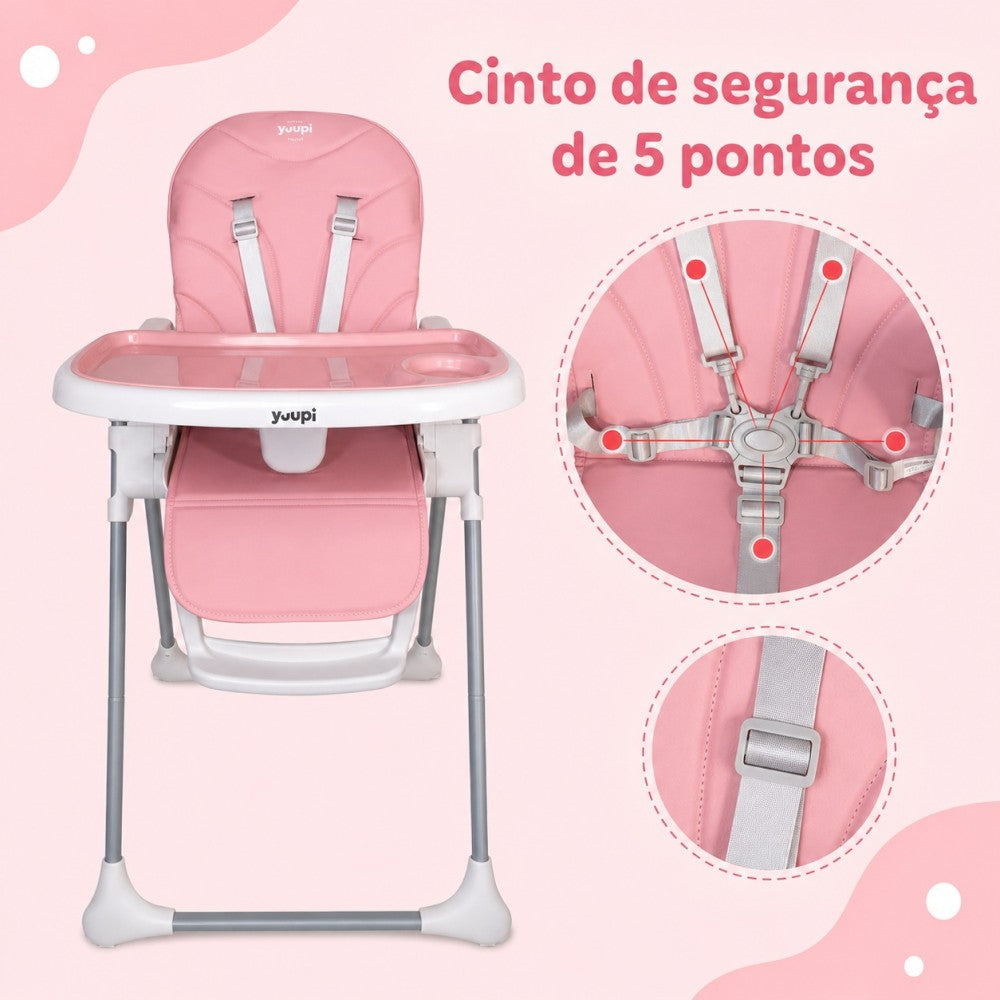 Cadeira de Alimentação Premium para Bebês Rosa Yuupi