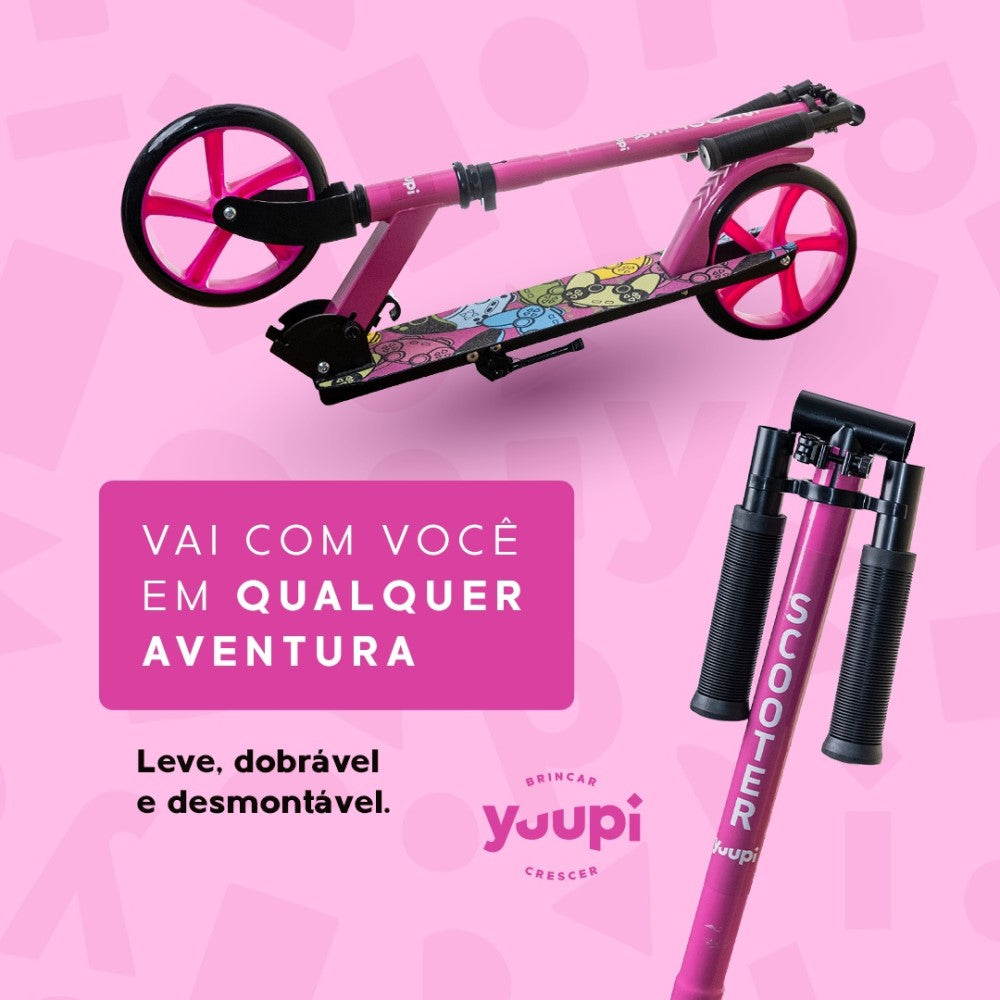 Patinete Juvenil Dobrável Com Descanso Rosa Yuupi