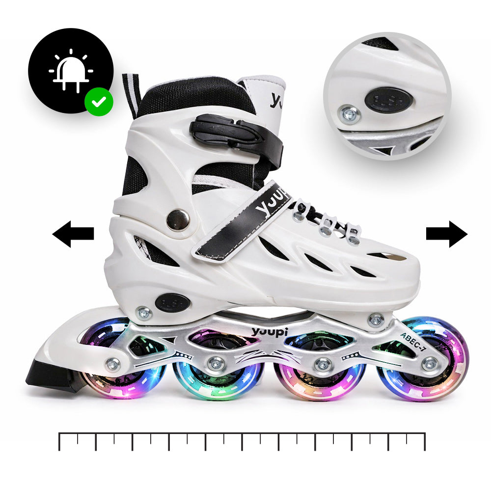 Patins Roller Inline Ajustável Branco P 30-33 Yuupi