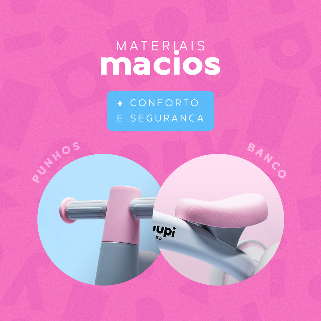 Bicicleta De Equilíbrio Infantil Sem Pedal Rosa 4 Rodas Yuupi