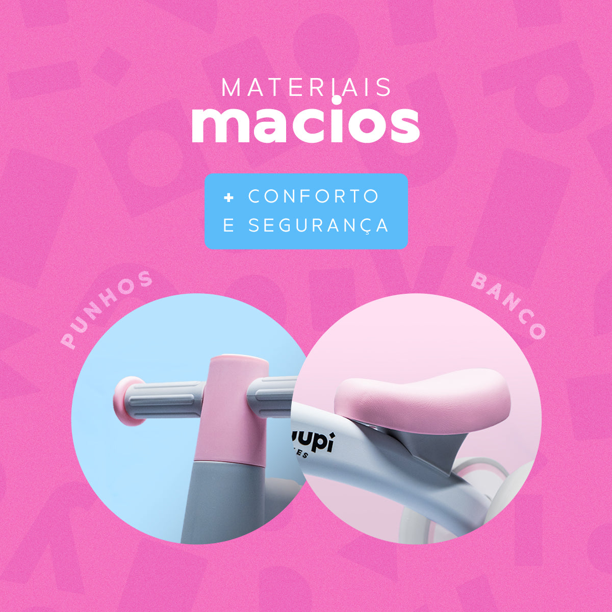 Bicicleta De Equilíbrio Infantil Sem Pedal Rosa 4 Rodas Yuupi