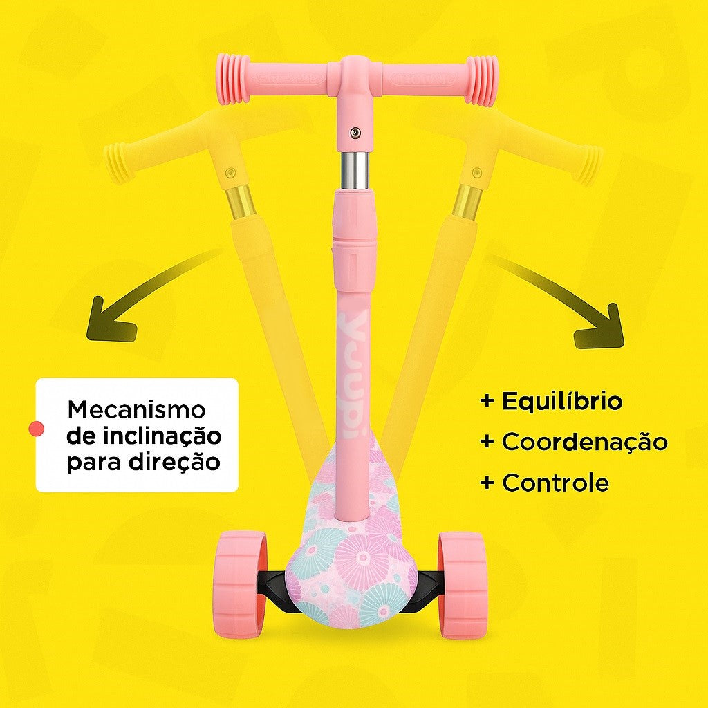 Patinete Infantil Com Rodas Flash Rosa Yuupi