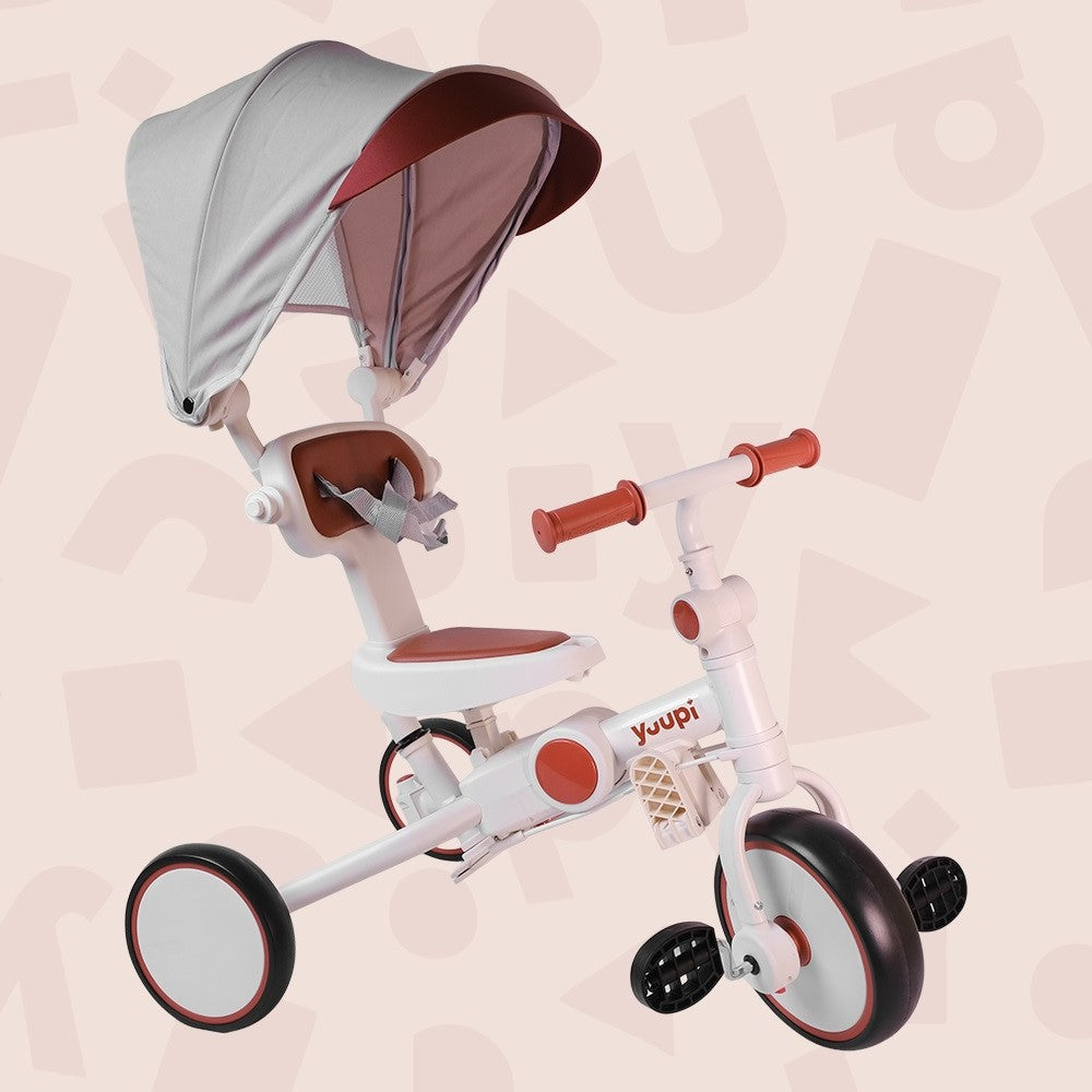 Carrinho, Triciclo, Andador e Bicicleta de Equilíbrio 4 em 1 Branco Yuupi