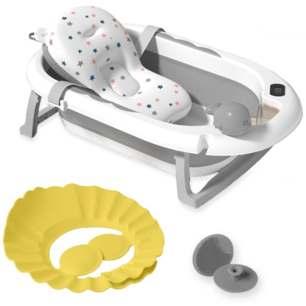 Banheira Dobrável Plus Com Termômetro E Almofada Cinza Yuupi