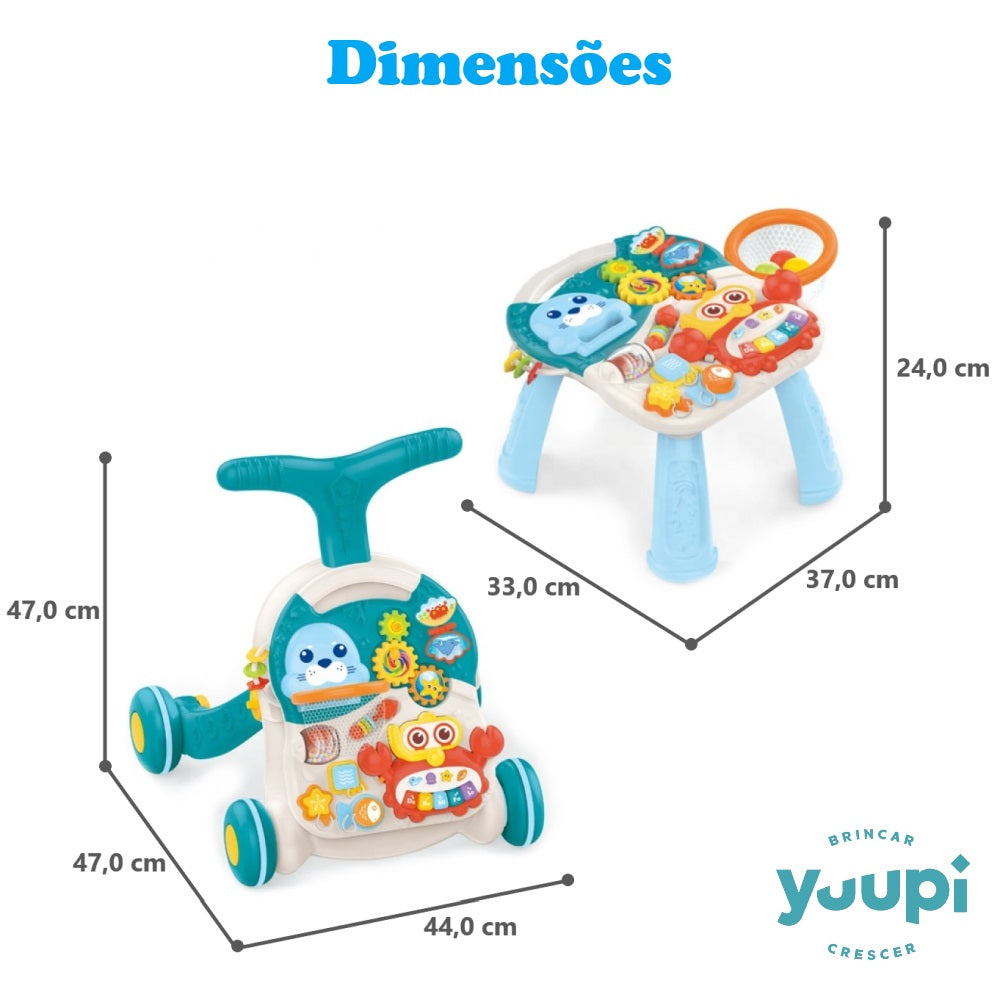 Andador e Mesa de Atividades 2 em 1 Azul Yuupi