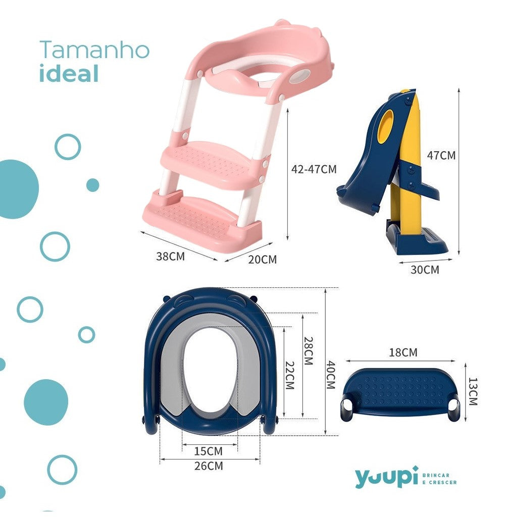 Assento Redutor Dobrável Infantil Com Escada Rosa Yuupi