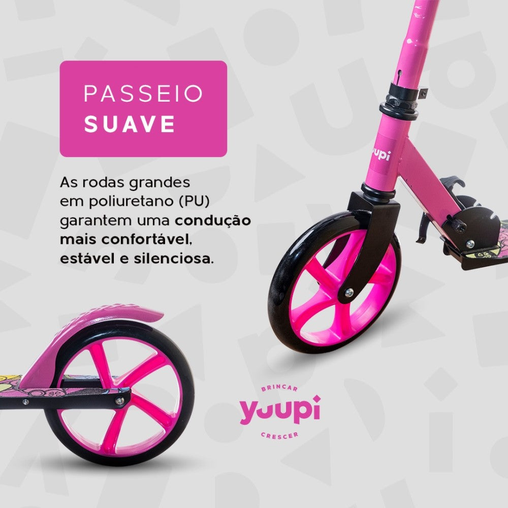 Patinete Juvenil Dobrável Com Descanso Rosa Yuupi
