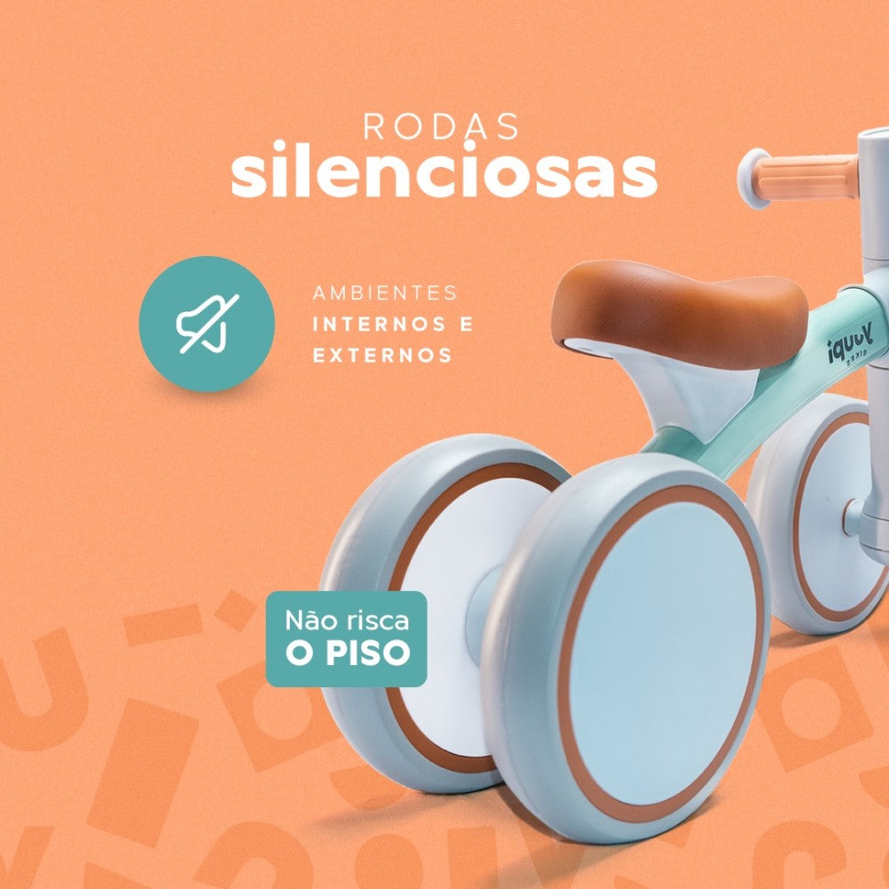 Bicicleta De Equilíbrio Infantil Sem Pedal Verde 4 Rodas Yuupi