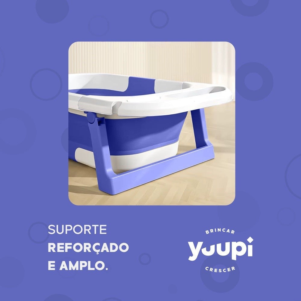 Banheira Dobrável Compacta Com Termômetro Azul Yuupi