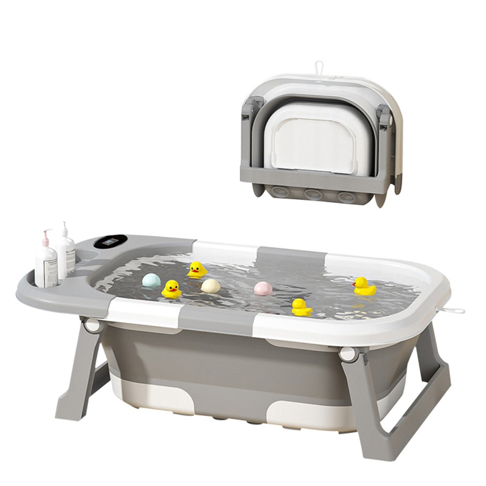 Banheira Dobrável Compacta Com Termômetro Cinza Yuupi