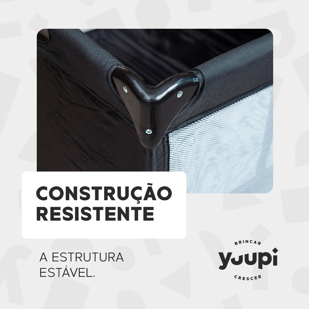 Berço e Cercadinho Portátil com Trocador e Bolsa para Transporte Preto Yuupi