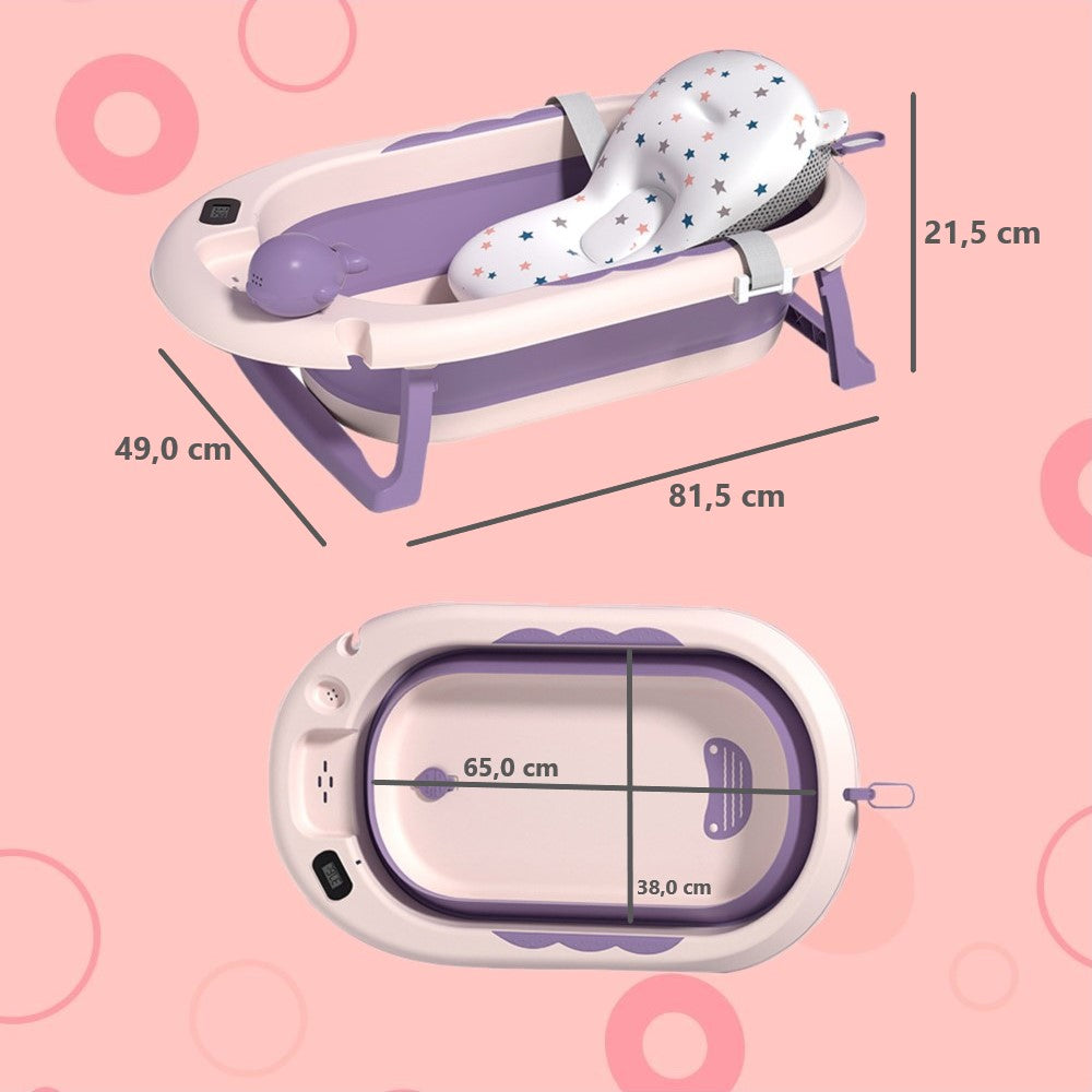 Banheira Dobrável Plus Com Termômetro E Almofada Lilás Yuupi
