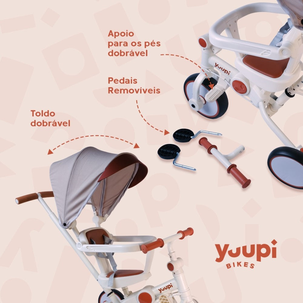 Carrinho, Triciclo, Andador e Bicicleta de Equilíbrio 4 em 1 Branco Yuupi