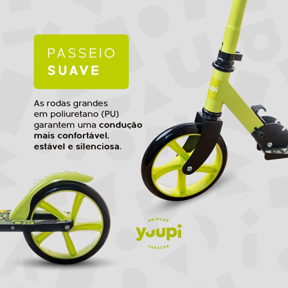 Patinete Juvenil Dobrável Com Descanso Verde Yuupi
