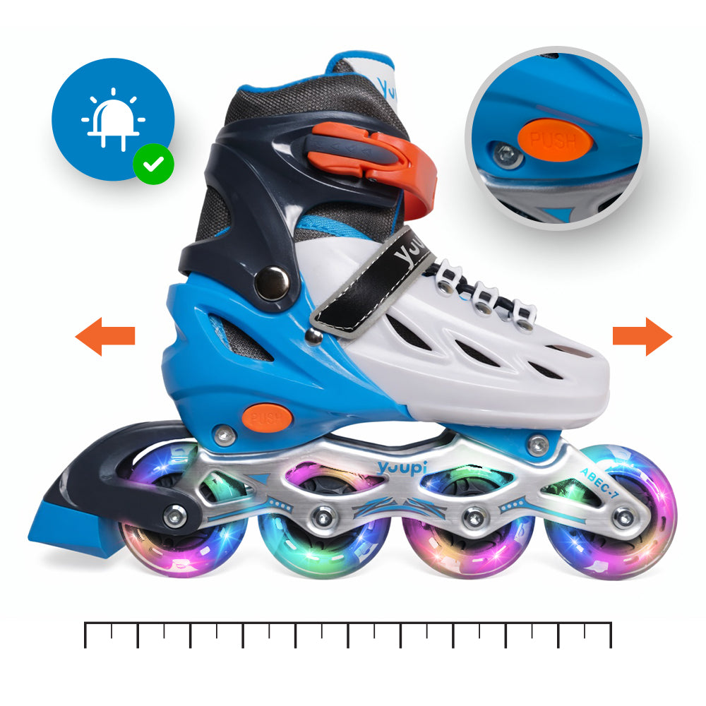 Patins Roller Inline Ajustável Azul P 30-33 Yuupi