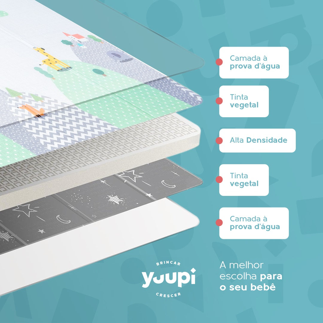 Tapete Infantil Macio Portátil Dupla Face 1cm Yuupi