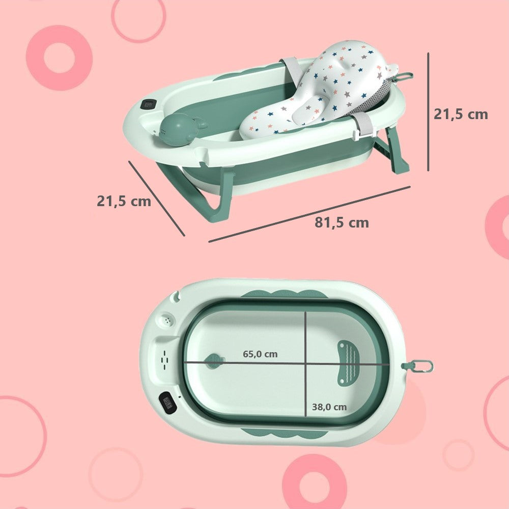 Banheira Dobrável Plus Com Termômetro E Almofada Verde Yuupi