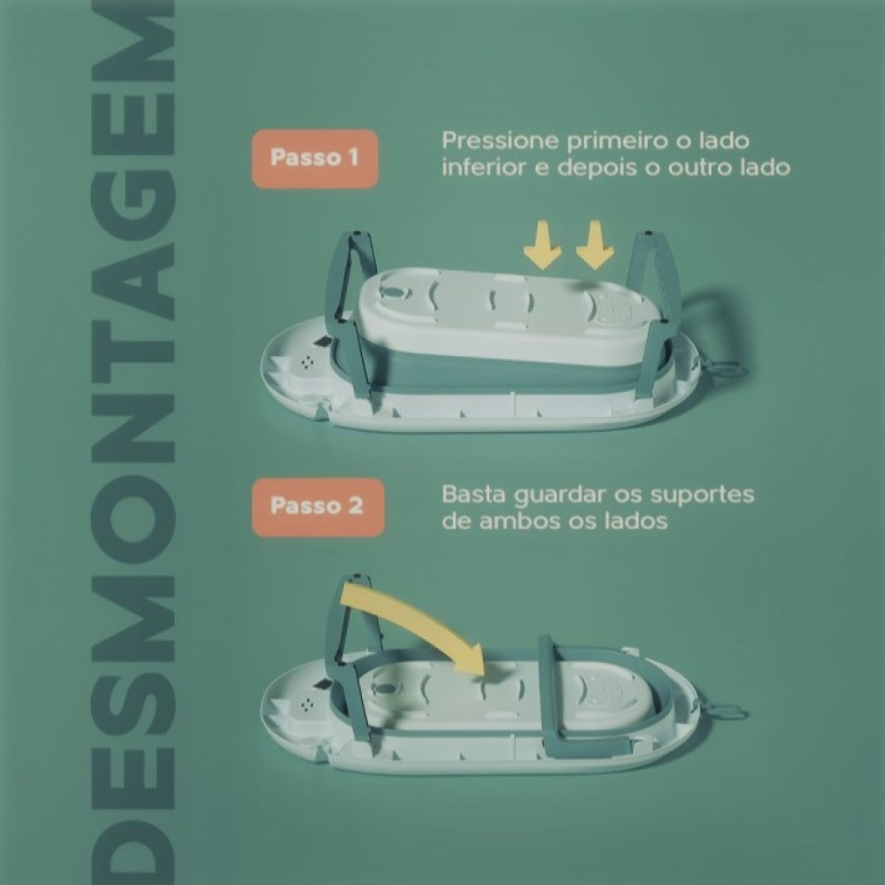 Banheira Dobrável Com Suporte e porta acessórios YPB289 Verde Yuupi