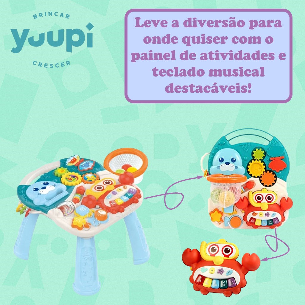 Andador e Mesa de Atividades 2 em 1 Azul Yuupi