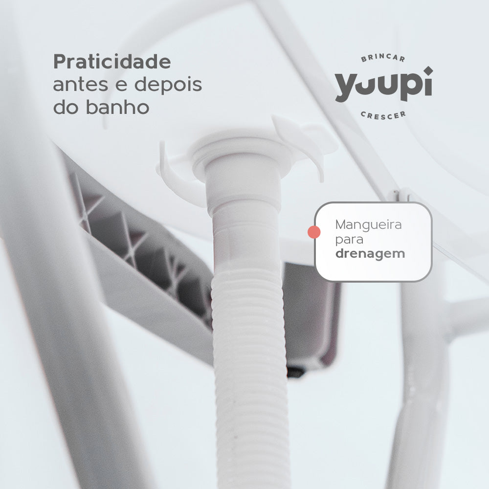 Banheira Dobrável Com Suporte e Porta Acessórios YPB888 Cinza Yuupi