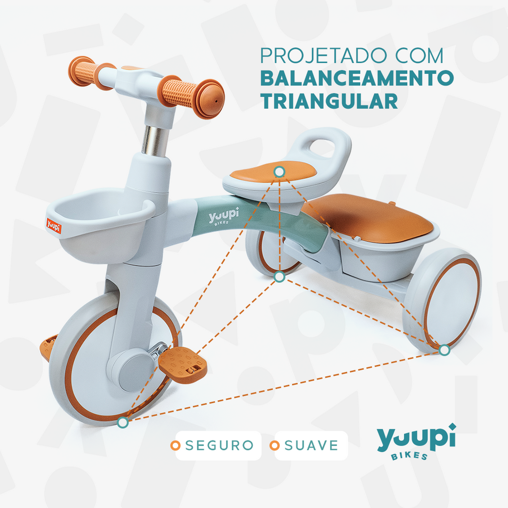 Triciclo Motoca Infantil Com Cestinho e Baú Verde Yuupi