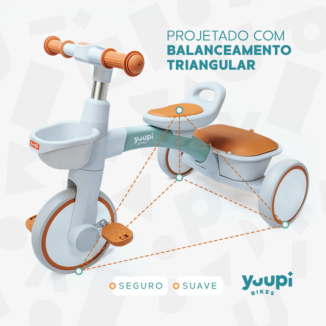 Triciclo Motoca Infantil Com Cestinho e Baú Verde Yuupi