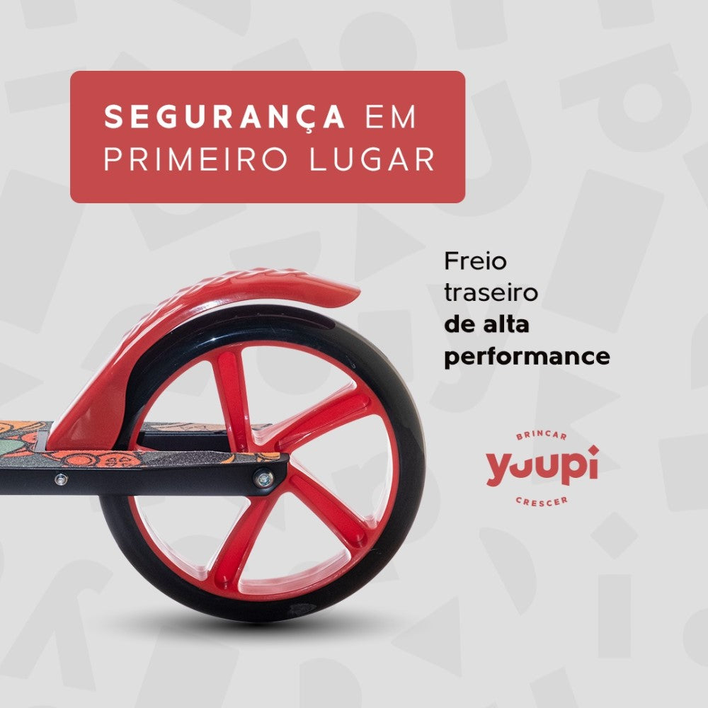 Patinete Juvenil Dobrável Com Descanso Vermelho Yuupi