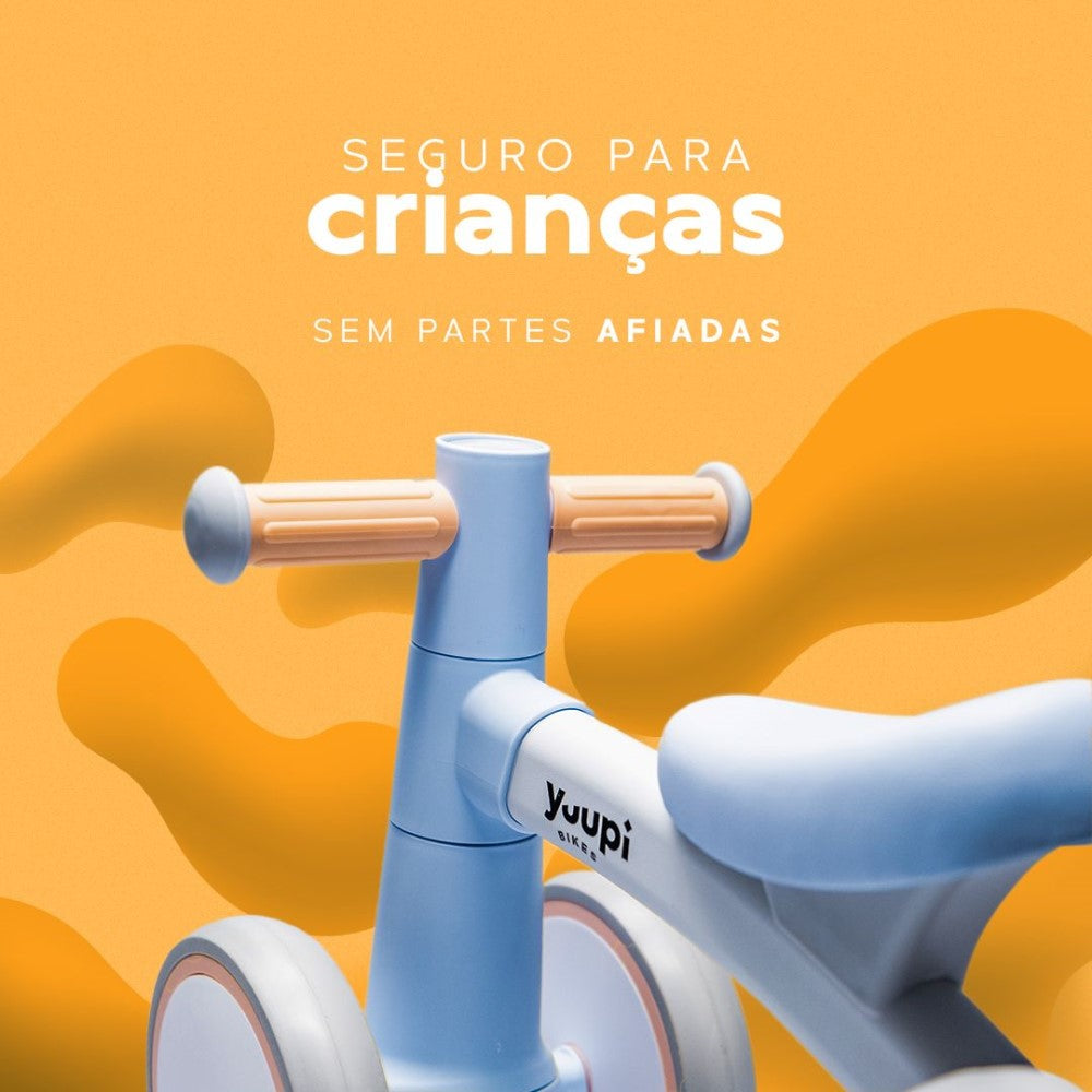 Bicicleta De Equilíbrio Infantil Sem Pedal Azul 4 Rodas Yuupi