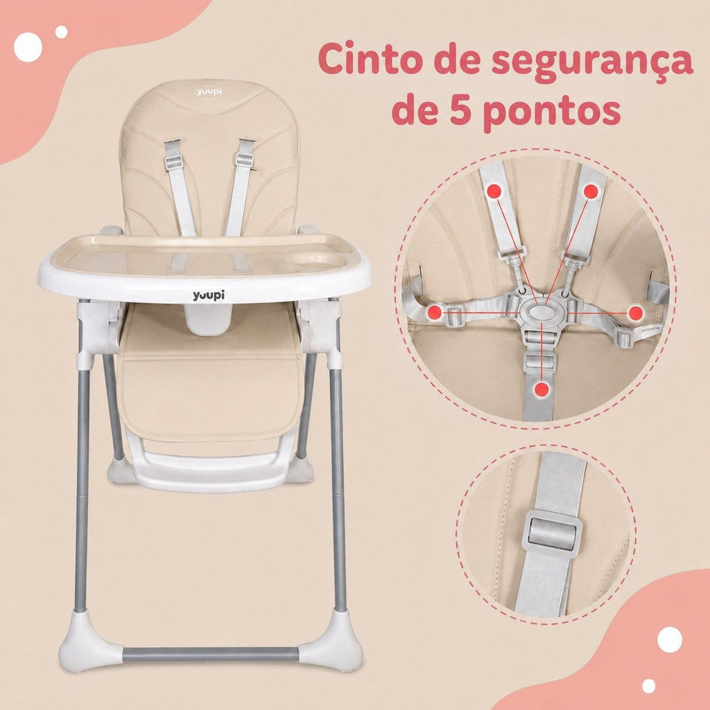 Cadeira de Alimentação Premium para Bebês Bege Yuupi