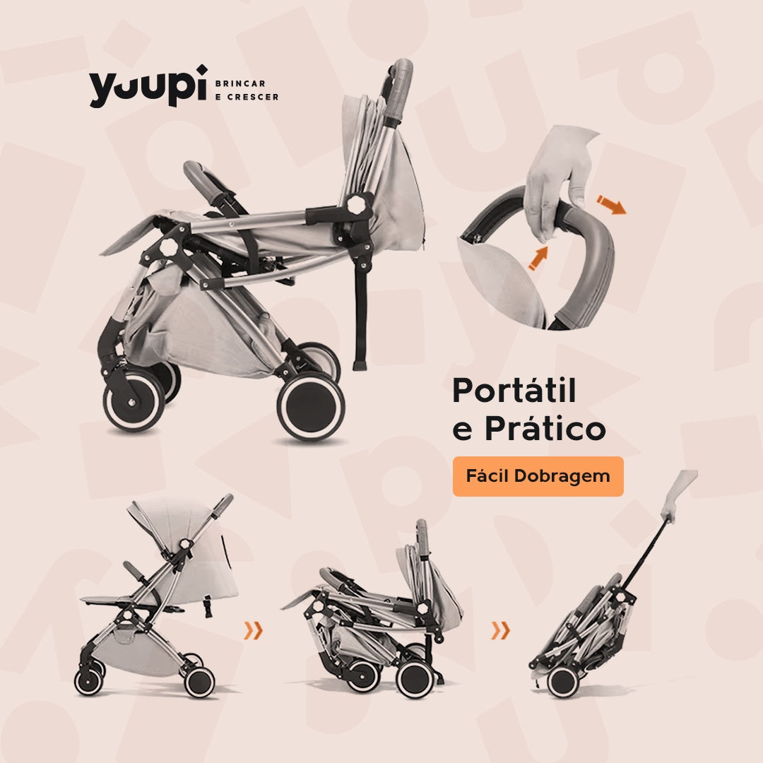 Carrinho De Bebê Portátil Para Viagem Aero Cinza Yuupi